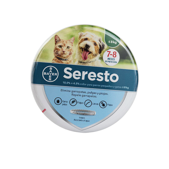 Bayer Seresto Collar Antipulgas y Garrapatas para Perro y Gato - Chico (Máximo 8 kg)